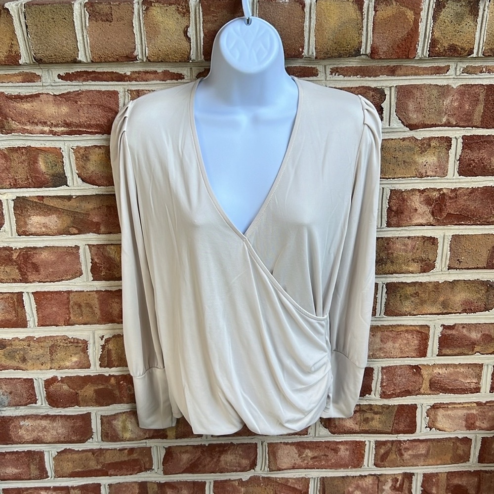 Veronica M Beige Draped Blouse
